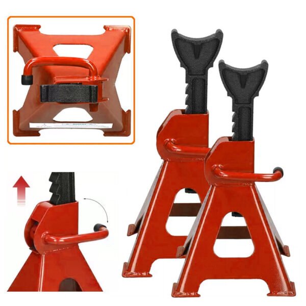 ccc74626-79a2-465c-9342-2919f5dfad4f.jpg 2Pcs Axle Stands FloorJack Heavy Duty Lifting 3 Ton Capacity Stand Car Carava