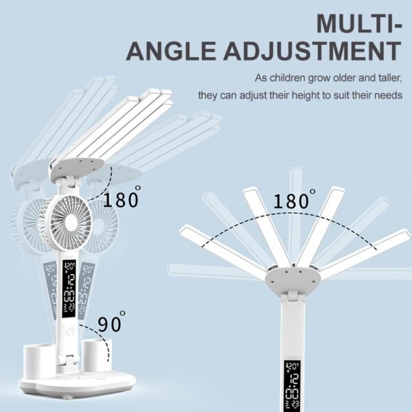 e74d5dd3-f362-448e-9766-4deb50d68e0b.jpg 4-Head LED Desk Reading Lamp With Fan Clock Dimmable Rechargeable Touch Light