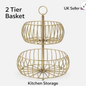 Screenshot 2026-10-04 at 09.37.02 2-tier gold metal fruit and kitchen storage basket with UK delivery