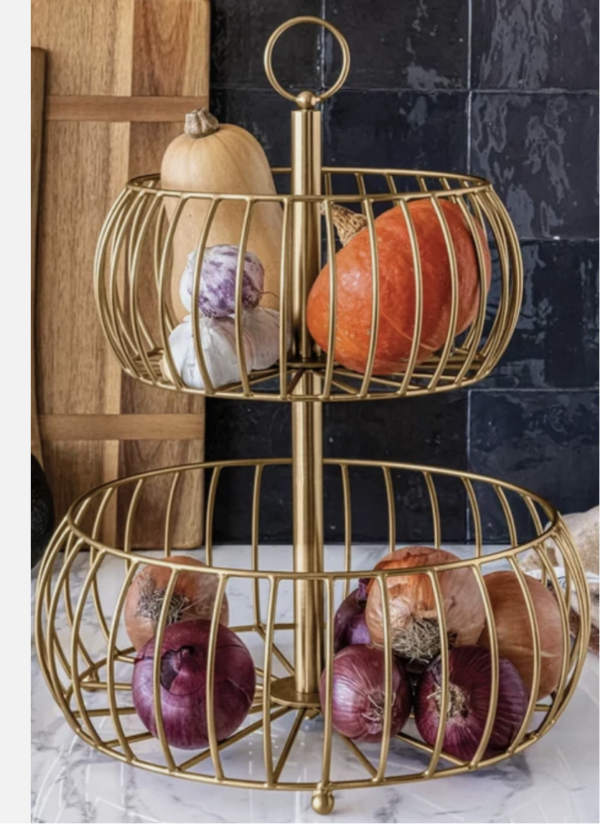 Screenshot 2026-10-04 at 09.37.53 Tier Gold Metal Fruit & Kitchen Storage Basket – Stylish Countertop Organiser